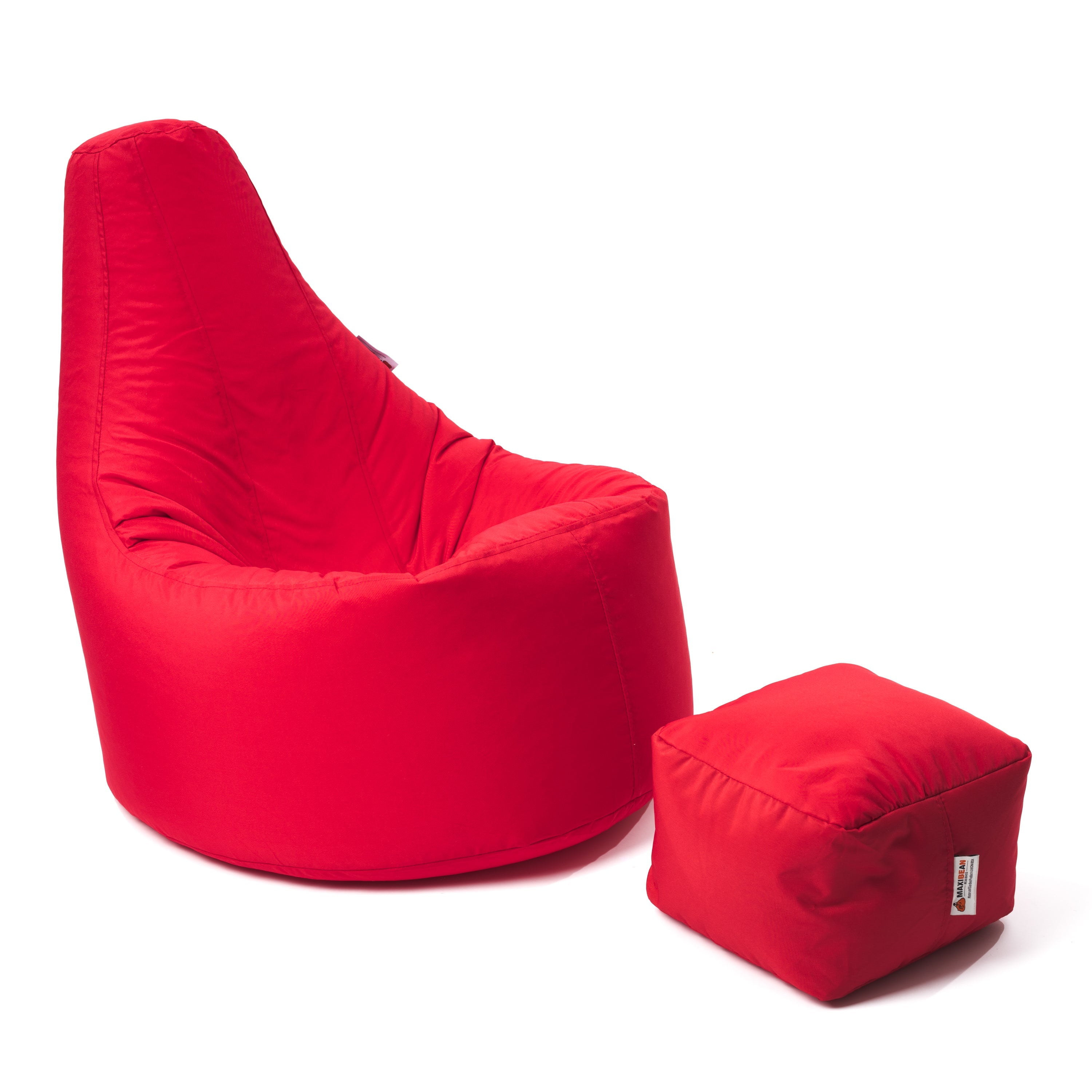 Large Beanbag Chair with Footstool Red